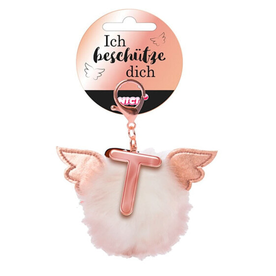 NICI Bag Pendant Plush Pompom Letter T Key Ring