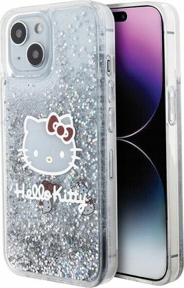 Sourcing Hello Kitty HKHCP14SLIKHET iPhone 14 / 15 / 13 6.1" silver/silver hardcase Liquid Glitter Charms Kitty Head