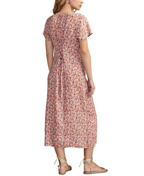 Платье средней длины с короткими рукавами Lucky Brand Floral-Print Button-Front для женщин