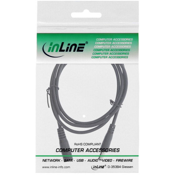 InLine DC extension cable - DC male/female 5.5x2.1mm - AWG 18 - black 1m