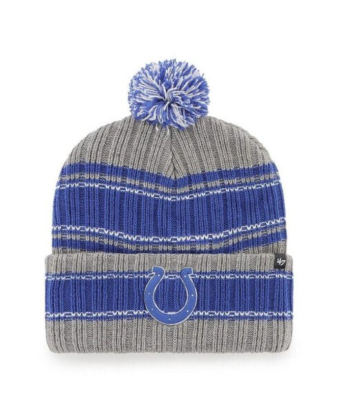 Men's Graphite, Royal Indianapolis Colts Rexford Cuffed Knit Hat with Pom
