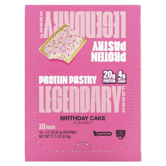 Protein Pastry, Birthday Cake, 10 Pack, 2.2 oz (61 g) Each