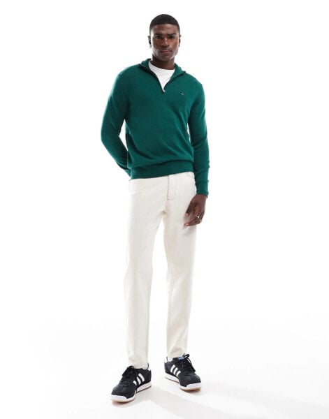 Tommy Hilfiger essential half zip jumper in forest green