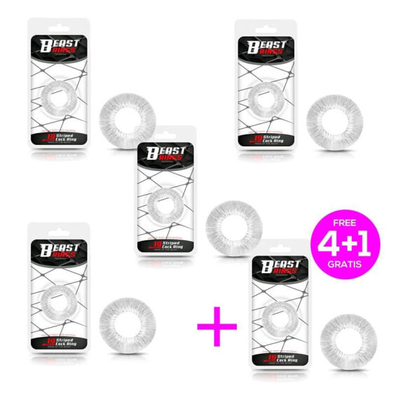 Pack of 5 Striped Clear Cock Ring 1.9 cm