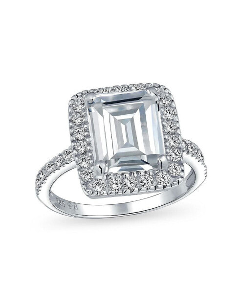 Кольцо Bling Jewelry Emerald Cut Halo