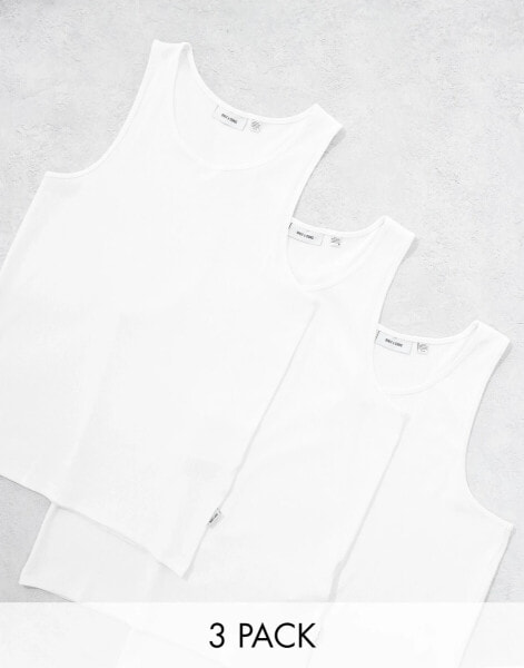 ONLY & SONS 3 pack vests in white