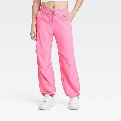Women's Mid-Rise Parachute Pants - JoyLab Pink L