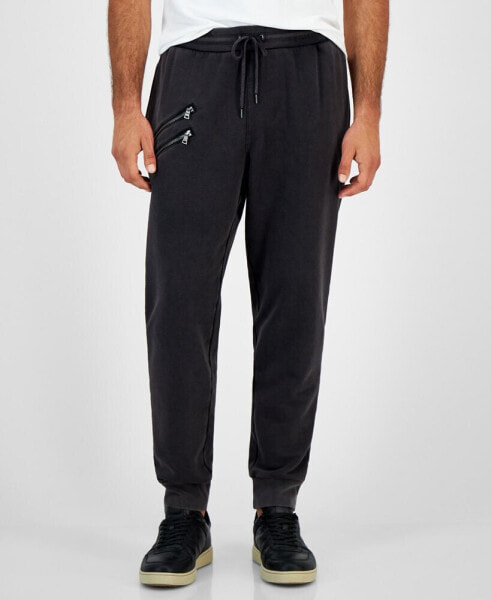 Men's Regular-Fit Acid-Washed Moto Joggers, Created for Macy's