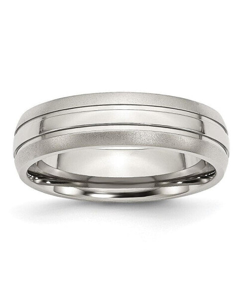 Stainless Steel Polished Brushed Edge 6mm Grooved Band Ring