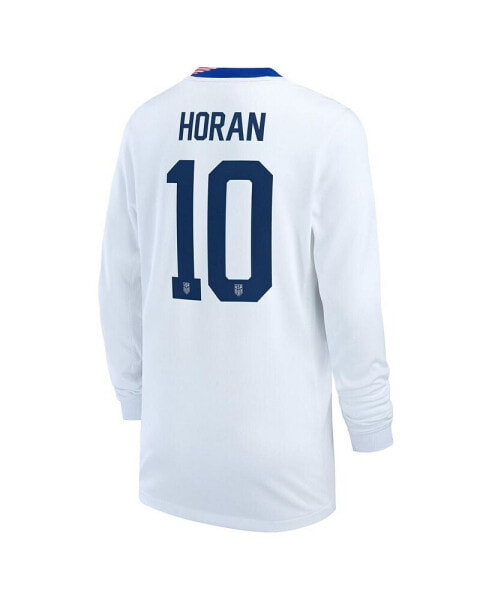 Big Boys and Girls Lindsey Horan White USWNT 2024 Home Stadium Replica Player Long Sleeve Jersey