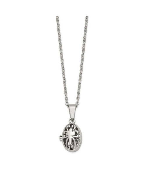 and Antiqued Oval Magnetic Prayer Box Cable Chain Necklace