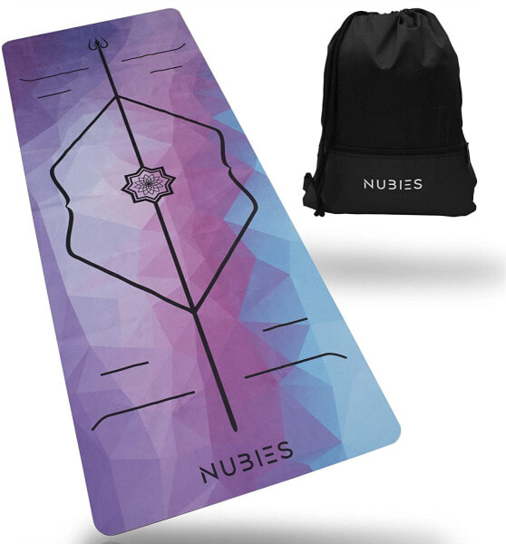 Коврик для йоги с сумкой, антискользящий, складной, легкий NUBIES Travel, идеально для йоги, фитнеса и пилатес, дома или в пути