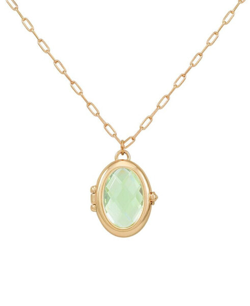 Gold-Tone Removable Stone Oval Locket Pendant Necklace, 18" + 3" extender