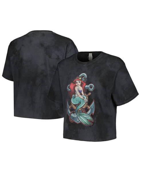 Men's and Women's Black The Little Mermaid Anchor T-shirt