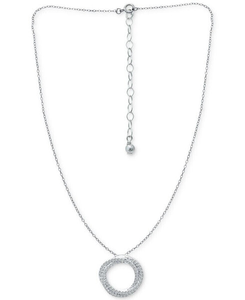 Cubic Zirconia Twisted Circle 16" Pendant Necklace, Created for Macy's