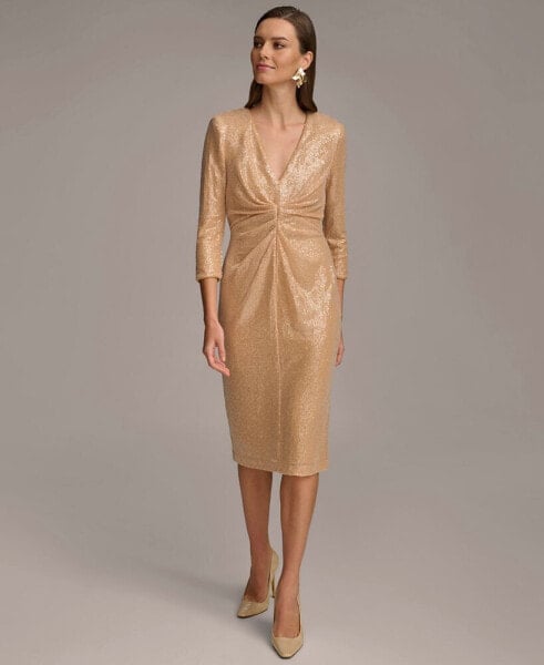 Платье женское DKNY Donna Karan с пайетками и 3/4 рукавами