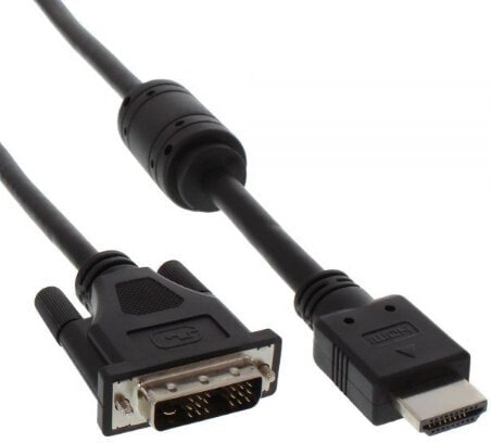 InLine HDMI-DVI Cable 19 Pin male / 18+1 male + ferrite choke black 1m