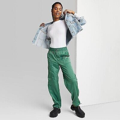 Women's High-Rise Toggle Parachute Pants - Wild Fable Green L