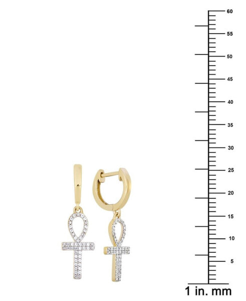 Men's Diamond Ankh Cross Dangle Hoop Earrings (1/6 ct. t.w.) in 10k Gold