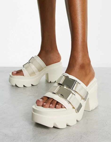 Public Desire Exclusive Oslo chunky heeled sandals in off white