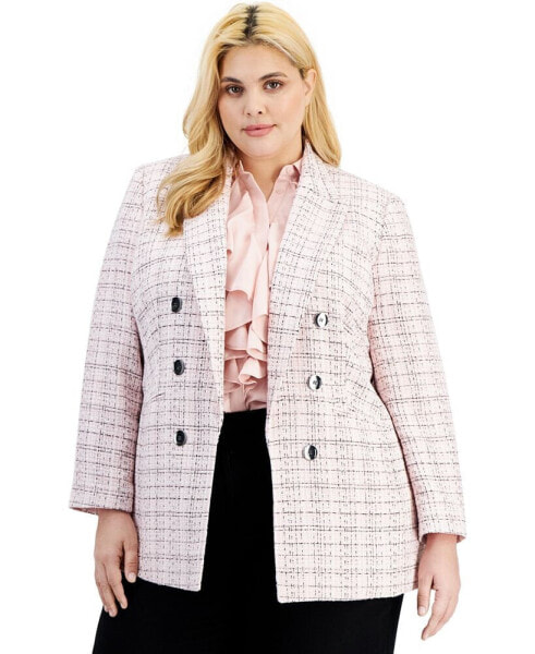 Plus Size Tweed Open-Front Blazer, Created for Macy's