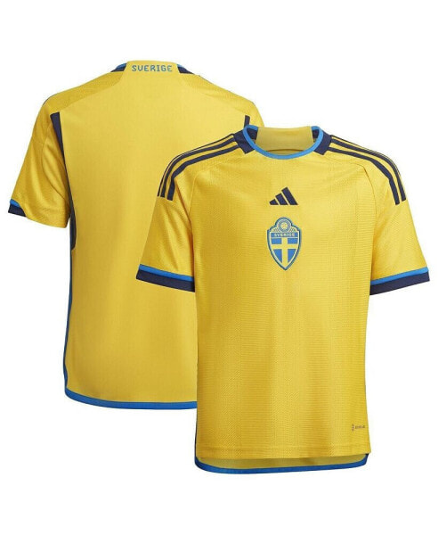Футболка для малышей Adidas Домашняя копия Швеции 2022/23 Желтая