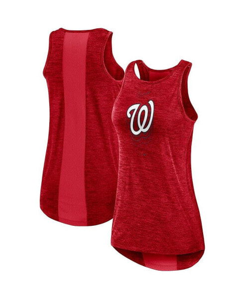 Women's Red Washington Nationals Logo Fade High Neck Performance Tank Top