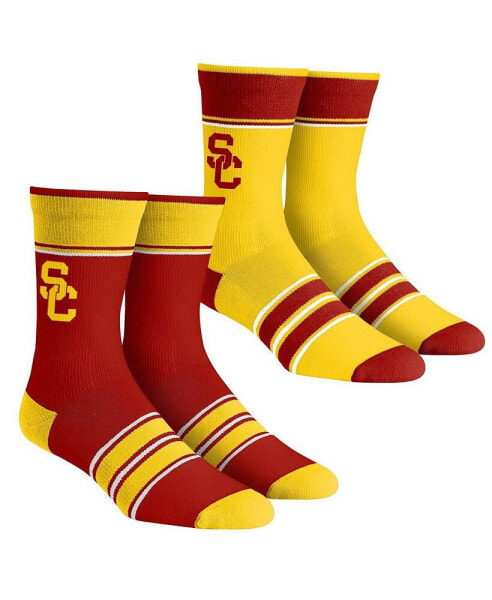 Youth Boys and Girls Socks USC Trojans Multi-Stripe 2-Pack Team Crew Sock Set