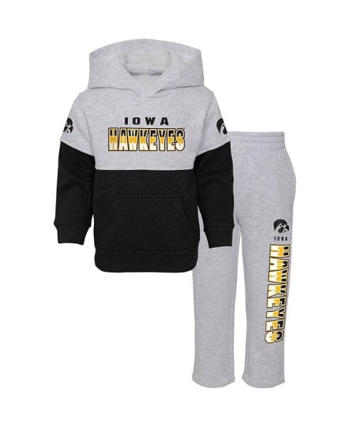 Preschool Boys Heather Gray, Black Iowa Hawkeyes Playmaker Pullover Hoodie and Pants Set