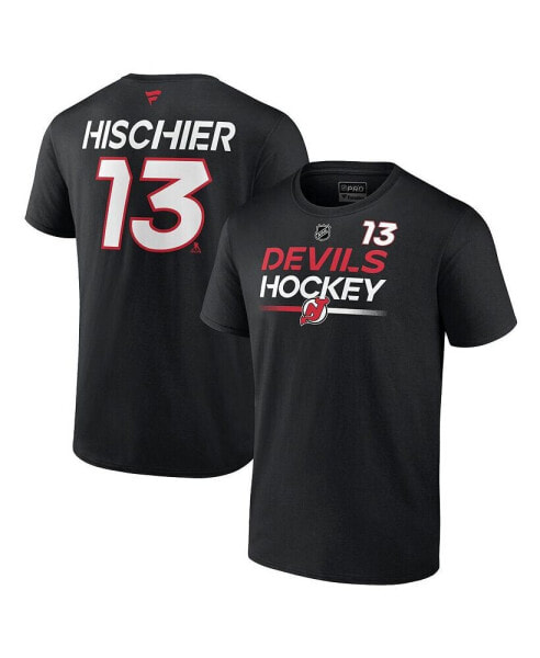Men's Nico Hischier Black New Jersey Devils Authentic Pro Prime Name and Number T-shirt