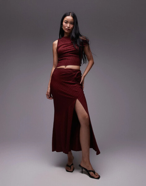 Topshop co-ord twist maxi skirt in burgundy