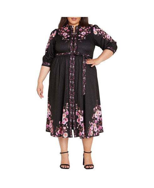 Plus Size Annabelle Button Down Floral Midi Dress