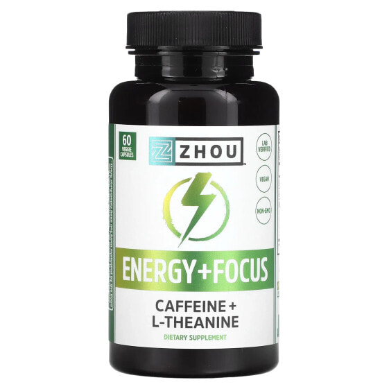 Витамин для улучшения памяти и концентрации Zhou Nutrition Energy + Focus, 60 растительных капсул