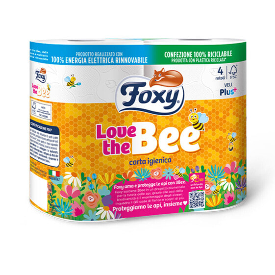 Туалетный бумага Foxy LOVE THE BEE 3 слоя 4 рулона