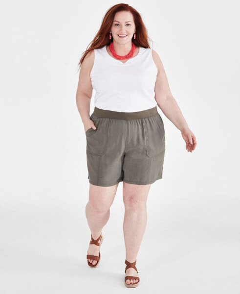 Plus Size Mid Rise Pull-On Shorts, Created for Macy's
