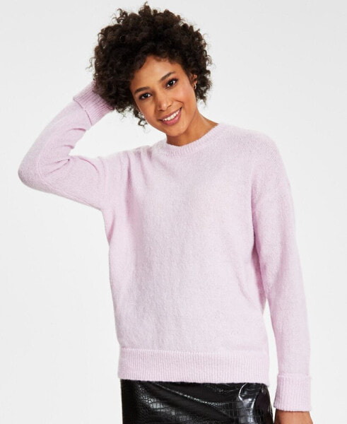 Women's Fuzzy-Knit Crewneck Sweater, Created for Macy's
