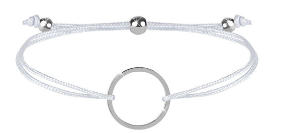 Corded bracelet with white / steel ring