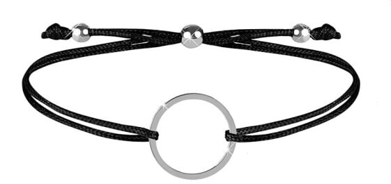 String bracelet with black / steel ring