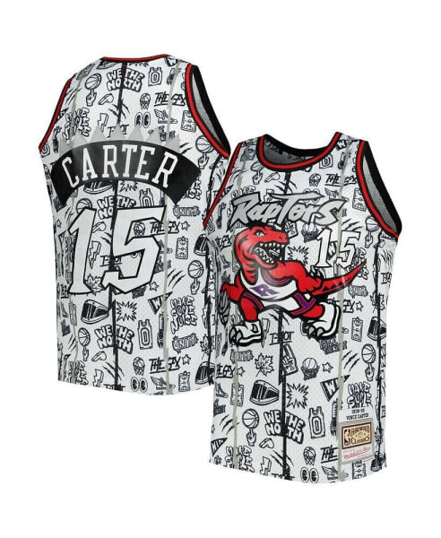 Men's Vince Carter White Toronto Raptors 1998-99 Hardwood Classics Doodle Swingman Jersey