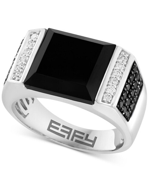 EFFY® Men's Onyx & Diamond (5/8 ct. t.w.) Ring in 14k White Gold