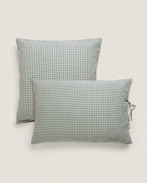 Children’s gingham muslin pillowcase