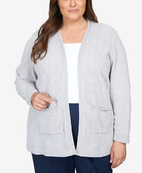 Plus Size Classics Chenille Long Open Cardigan Sweater