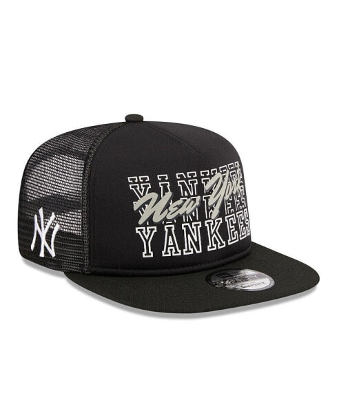 Бейсболка-тракер New Era мужская черная New York Yankees Street Team A-Frame Trucker 9FIFTY Snapback Hat.