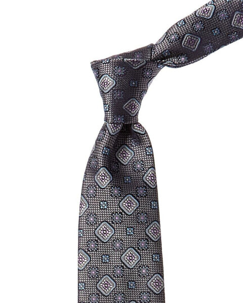 Canali Silver Silk Tie Men's Grey Os