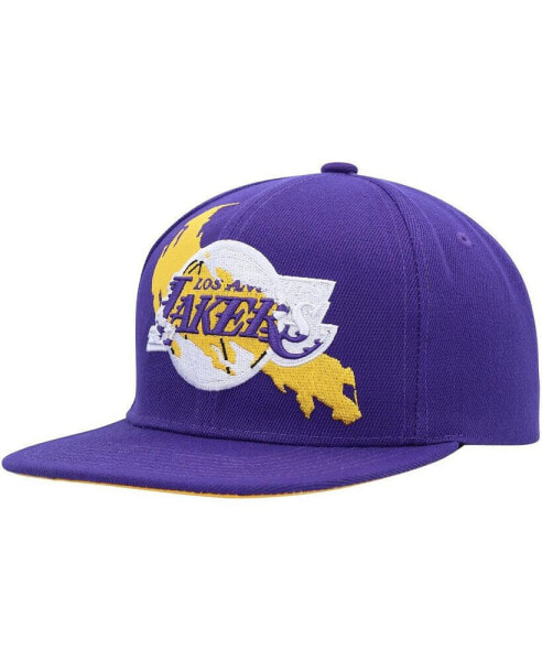 Men's Purple Los Angeles Lakers Paint By Numbers Snapback Hat