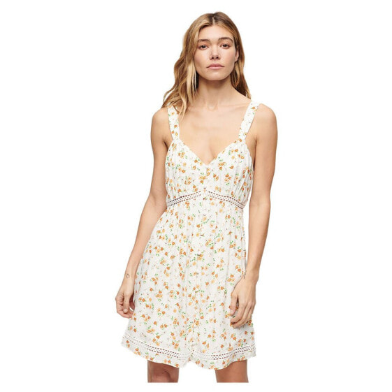 SUPERDRY Lace Trim Sleeveless Short Dress