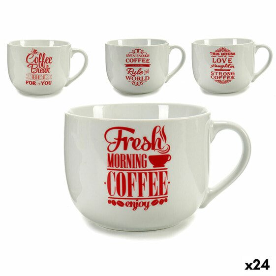 Чашка для кофе Фарфор Красный Белый 500 мл 24 штуки