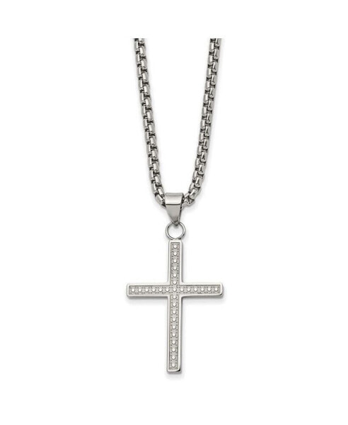 Stainless Steel Polished Cross Pendant on a Box Chain Necklace