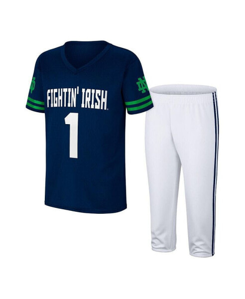 Big Boys Navy, White Notre Dame Fighting Irish Football Jersey and Pants Set