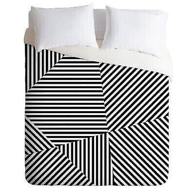 Queen/Full Three Of The Possessed Dazzle New York Duvet Set Black/White - Deny